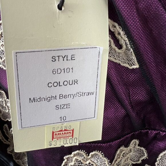 Yoana Baraschi Anthropologie Purple Black Mesh Overlay Embroidered Dress 10 NWT - Picture 5 of 6